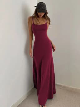 Women's Slim-Fit Halter Neck Midi Dress Elegant Bodycon Long Summer Dress Sexy Spaghetti Strap Beach Party Wear