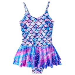 Summer Children Girls Fish Scale Print Tank One Piece Swimsuit, Kids Beach Bathing Suit, Swimwear for 3-12 Years, Girl Clohthes
