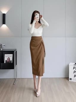 Seoulish Retro 2026 Spring Summer High Waist Mid Length Pencil Skirts Women New Office Lady Solid Color Wrapped Women's Skirts