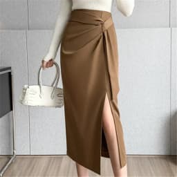 Seoulish Retro 2026 Spring Summer High Waist Mid Length Pencil Skirts Women New Office Lady Solid Color Wrapped Women's Skirts