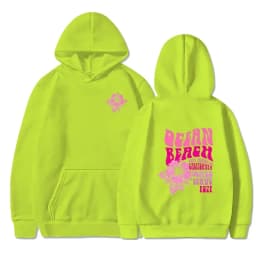 Women Fashion Casual Hoodies Ocean Beach Flower Slogan Front Back Pink Sweatshirts Beach Aesthetic Pullover Hoodie Trip Tops