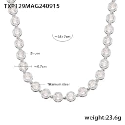 Stainless Steel Necklace Bracelets for Women Tennis Chain Colorful Stones Zircon Inlaid Gold Plated Waterproof Jewelry Gift