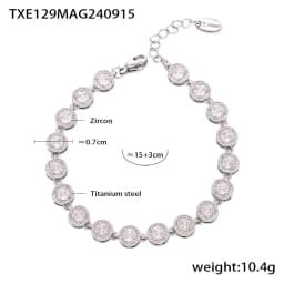 Stainless Steel Necklace Bracelets for Women Tennis Chain Colorful Stones Zircon Inlaid Gold Plated Waterproof Jewelry Gift