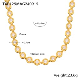 Stainless Steel Necklace Bracelets for Women Tennis Chain Colorful Stones Zircon Inlaid Gold Plated Waterproof Jewelry Gift