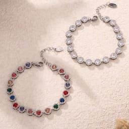 Stainless Steel Necklace Bracelets for Women Tennis Chain Colorful Stones Zircon Inlaid Gold Plated Waterproof Jewelry Gift
