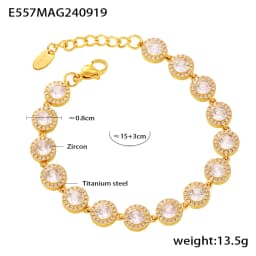 Stainless Steel Necklace Bracelets for Women Tennis Chain Colorful Stones Zircon Inlaid Gold Plated Waterproof Jewelry Gift