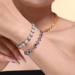 Stainless Steel Necklace Bracelets for Women Tennis Chain Colorful Stones Zircon Inlaid Gold Plated Waterproof Jewelry Gift