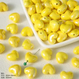 Exclusive Hand-painted Yellow Ceramic Straight Hole Bead Jewelry For Summer