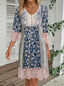 Fashion Elegant Women Dress Loose Casual Dress Women Printed Dress New Temperament