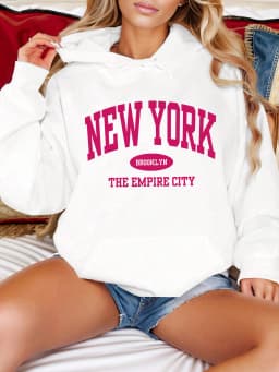 New York City Brooklyn Creative Letter Printed Female Hoodies Multicolor Loose Hoody Y2K Street Sportswear Fleece Hoodie Unisex
