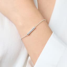 Link Chain Bracelet White ZIrcon Real 925 Sterling Silver Trendy Jewelry Europe Women Gift