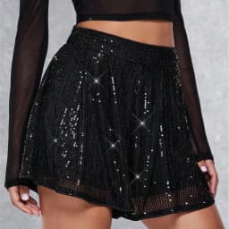 Women's Solid-color Casual High-waisted Sparkly Shorts Casual Fashion shiny sequin short pants Clubwear Glitter Shorts Hot Pants