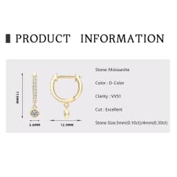 Lnngy 3mm 4mm Bezel Moissanite Drop Earrings Brinco Prata 925 Sterling Silver Earring For Women Girls Pendant Jewelry Gift