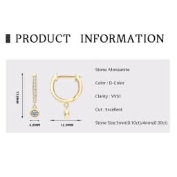 Lnngy 3mm 4mm Bezel Moissanite Drop Earrings Brinco Prata 925 Sterling Silver Earring For Women Girls Pendant Jewelry Gift