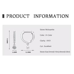 Lnngy 3mm 4mm Bezel Moissanite Drop Earrings Brinco Prata 925 Sterling Silver Earring For Women Girls Pendant Jewelry Gift