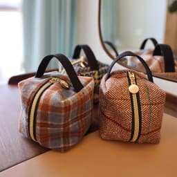 Geometric Cube Bag Metal Zipper Handle Fabric Brushed Creative Twill Square Wave Pattern Storage Bag Small Cosmetic Bag