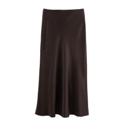 KONDALA Vintage Casual Brown Satin Long Skirts Women High Waist Elastic Straight Mocha Mousse Skirts Fashion 2025 Elegant Skirts
