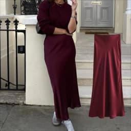 KONDALA Vintage Casual Brown Satin Long Skirts Women High Waist Elastic Straight Mocha Mousse Skirts Fashion 2025 Elegant Skirts
