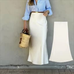 KONDALA Vintage Casual Brown Satin Long Skirts Women High Waist Elastic Straight Mocha Mousse Skirts Fashion 2025 Elegant Skirts