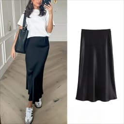 KONDALA Vintage Casual Brown Satin Long Skirts Women High Waist Elastic Straight Mocha Mousse Skirts Fashion 2025 Elegant Skirts