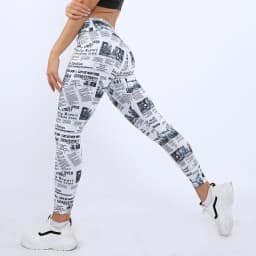Newspaper Leggings Women Tattoo Pants Newspaper Fitness Workout 3D Print Sportswear Sexy Women Pants Leggings Soft Body Shape