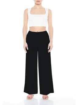 Summer fashion new women's plus-size business formal fashion with solid color wide-leg pants nine-quarter pants