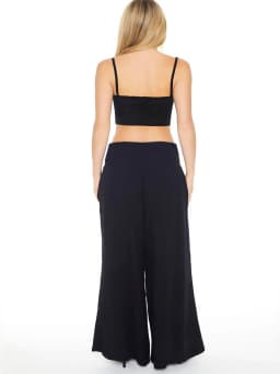 Summer fashion new women's plus-size business formal fashion with solid color wide-leg pants nine-quarter pants