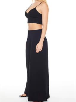 Summer fashion new women's plus-size business formal fashion with solid color wide-leg pants nine-quarter pants