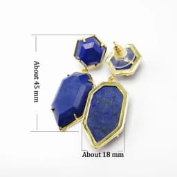 18X45mm Women Stud Earring Geometric Gems Jewelry Double Side Faceted HexagSword Tip on Natural Stone Labradorite Earring