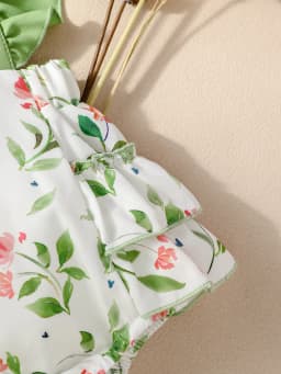 2PCS Baby Girls Sleeveless Print Flower Rompers for 0-1Y Baby Newborn Items Casual Jumpsuit + Headband