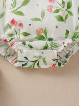 2PCS Baby Girls Sleeveless Print Flower Rompers for 0-1Y Baby Newborn Items Casual Jumpsuit + Headband