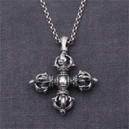 Vintage Vajra Pestle Pendant For Men Jewelry Ethnic Style Exorcise Evil Spirits Amulet Necklace Male Choker Accessories