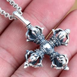 Vintage Vajra Pestle Pendant For Men Jewelry Ethnic Style Exorcise Evil Spirits Amulet Necklace Male Choker Accessories