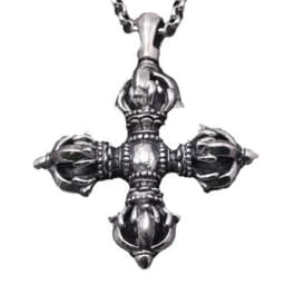Vintage Vajra Pestle Pendant For Men Jewelry Ethnic Style Exorcise Evil Spirits Amulet Necklace Male Choker Accessories