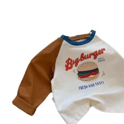 Childrens Boys Long Sleeve T-shirt 2025 Korean Spring Autumn Pure Cotton Boys Tops Cartoon Printed Contrasting Bottom Shirt
