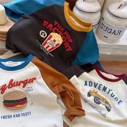 Childrens Boys Long Sleeve T-shirt 2025 Korean Spring Autumn Pure Cotton Boys Tops Cartoon Printed Contrasting Bottom Shirt
