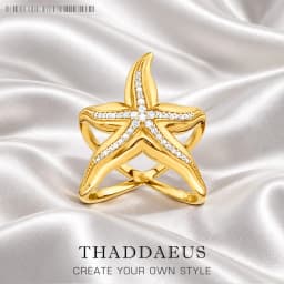 Gold Plated Ring Starfish Brand New Fine Jewerly Trendy 925 Sterling Silver Gift For Women