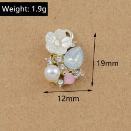 10pcs 19*12mm Pearl Crystal  Flower Charms Pendants for Jewelry Making Necklace Earrings Bracelet DIY Accessories Supplies