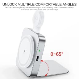 15W Fast Wireless Charger Magnetic 2 in 1 Foldable Wireless Charging Station Fast Charging Phone Stand Portable Aluminum Magneti