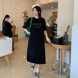 Loose Letters Simple Printed Short-sleeved Women's Comfortable Casual Dress