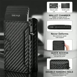RFID Blocking Men Slim Smart Wallets Magnet Carbon Fiber Credit Card Holder with Front Pocket Minimalist Wallet Cardholder Case