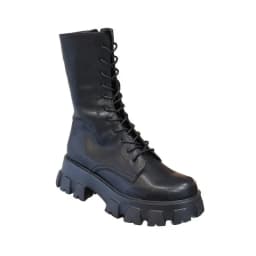 Women's Comfortable Solid Color Platform Boots, Fashion Lace Up Side Zipper Boots with Comfortable Design