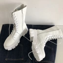 Women's Comfortable Solid Color Platform Boots, Fashion Lace Up Side Zipper Boots with Comfortable Design
