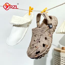 YRZL Winter Slippers Men Indoor Warm Slippers Summer Removable Sandals Men Casual Non Slip Plush Fur Clogs for Men