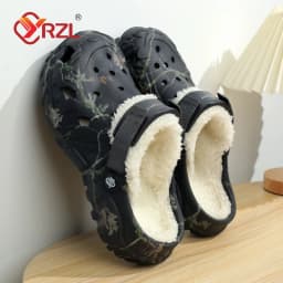 YRZL Winter Slippers Men Indoor Warm Slippers Summer Removable Sandals Men Casual Non Slip Plush Fur Clogs for Men