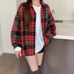 Shirt Women Plaid Flannel Shacket Slouchy Oversized Button Down Long Sleeve Check Shirt Jacket Fall Winter Christmas Outfit