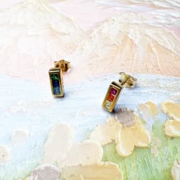 Gold Plated Stud Earrings Colorful Stone Europe Style Fashion Jewerly For Women Bohemia Gift In 925 Sterling Silver