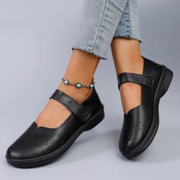 Spring and Autumn New Product Women's Black Simple Breathable Fashion Buckle Small Leather Shoes Flat Shoes