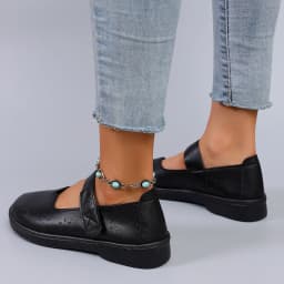 Spring and Autumn New Product Women's Black Simple Breathable Fashion Buckle Small Leather Shoes Flat Shoes