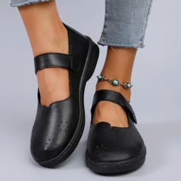 Spring and Autumn New Product Women's Black Simple Breathable Fashion Buckle Small Leather Shoes Flat Shoes